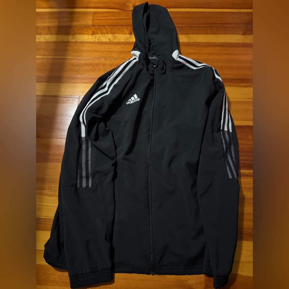 Adidas Men's Black and White Windbreaker
